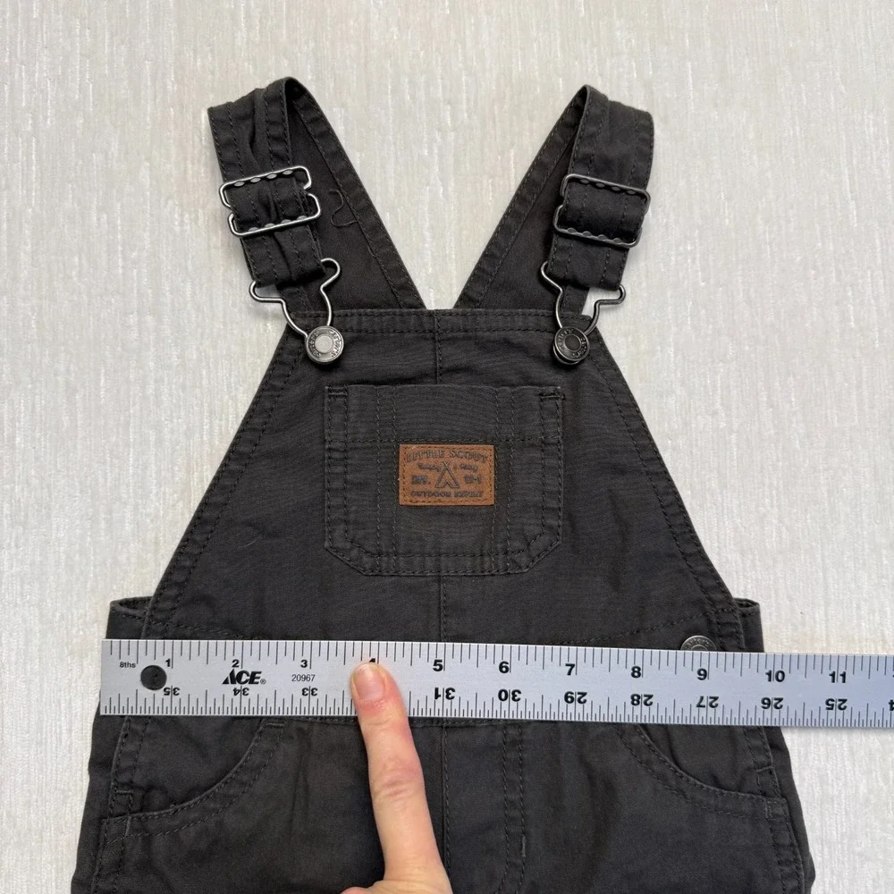 Carter's Little Scout Overalls Bib Baby Boys 9 Months Gray Cotton Outdoor Expert
